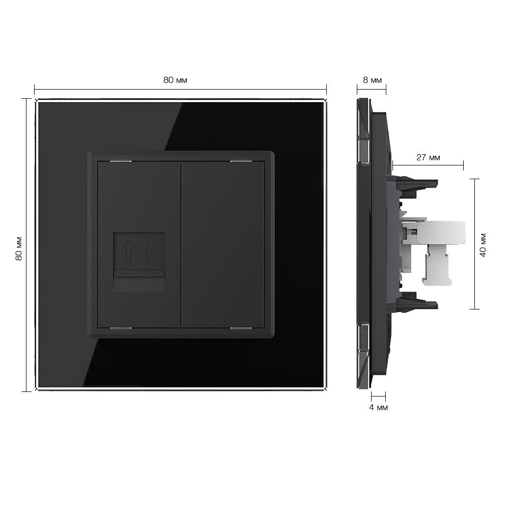 Livolo einfaches, schwarzes Telefon-Modul mit Glasrahmen