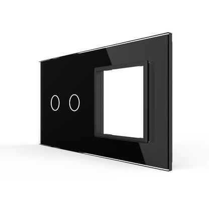 Schwarze Glasblende für einen 2-fachen Touch-Schalter + Modul