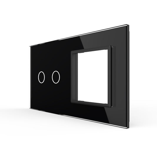 Schwarze Glasblende für einen 2-fachen Touch-Schalter + Modul