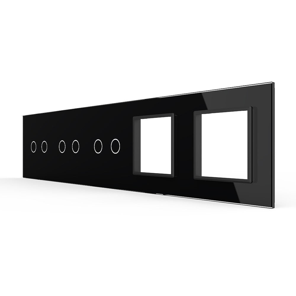 Schwarze Glasblende für 3 2-fache Touch-Schalter + 2 Module