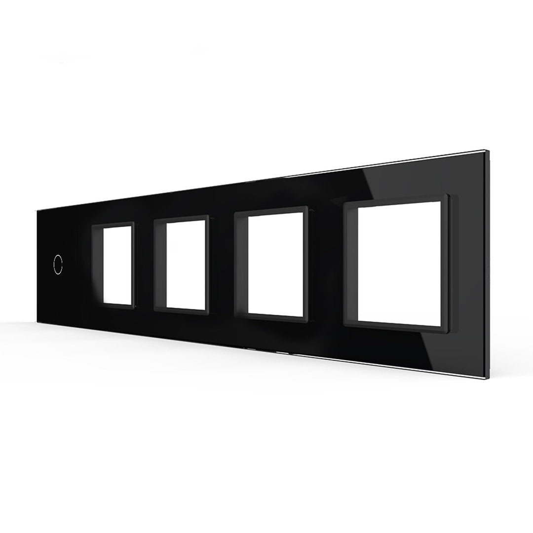 Schwarze Glasblende für 1 1-fachen Touch-Schalter + 4 Module