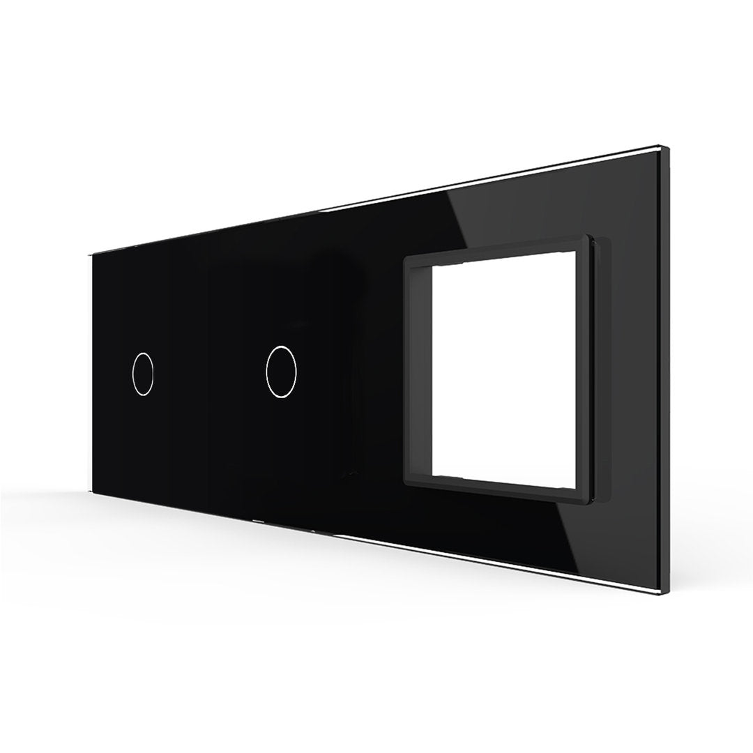 Schwarze Glasblende für 2 1-fache Touch-Schalter + Modul