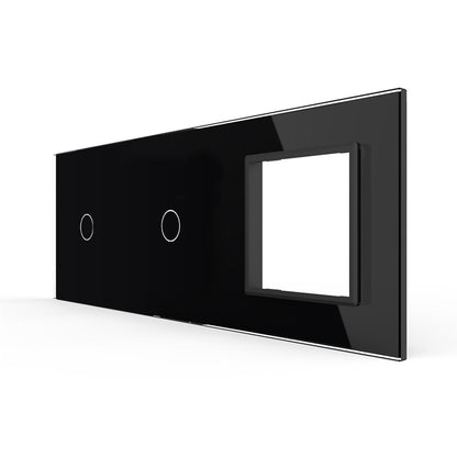 Schwarze Glasblende für 2 1-fache Touch-Schalter + Modul