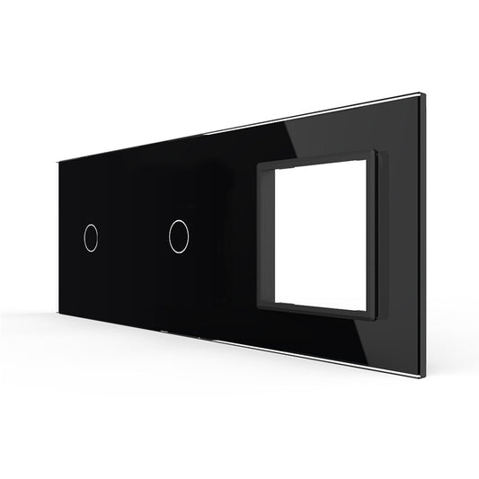 Schwarze Glasblende für 2 1-fache Touch-Schalter + Modul