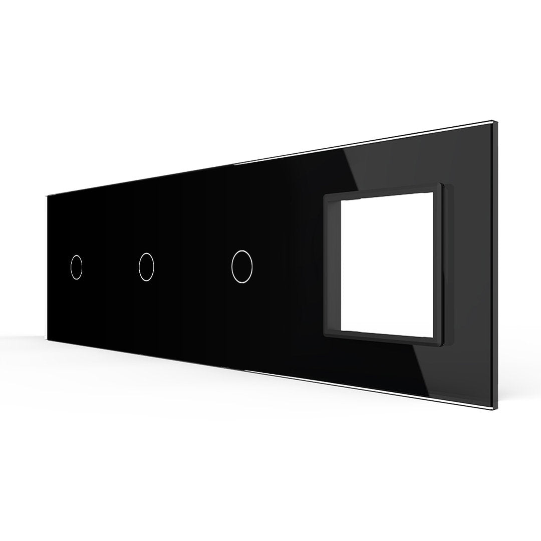 Schwarze Glasblende für 4 1-fache Touch-Schalter + Modul