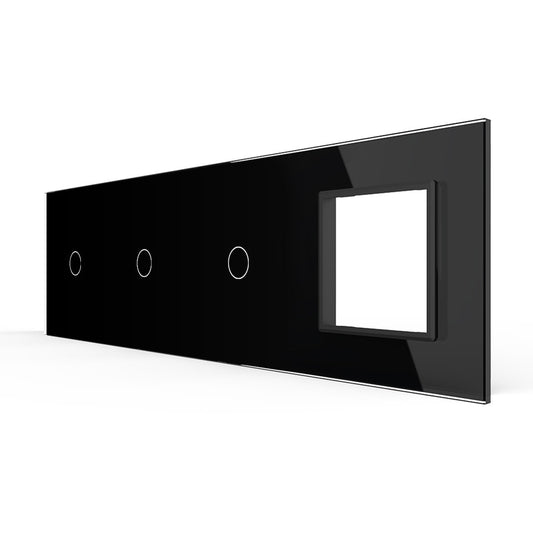 Schwarze Glasblende für 4 1-fache Touch-Schalter + Modul