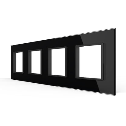 Schwarze Glasblende für vier Module
