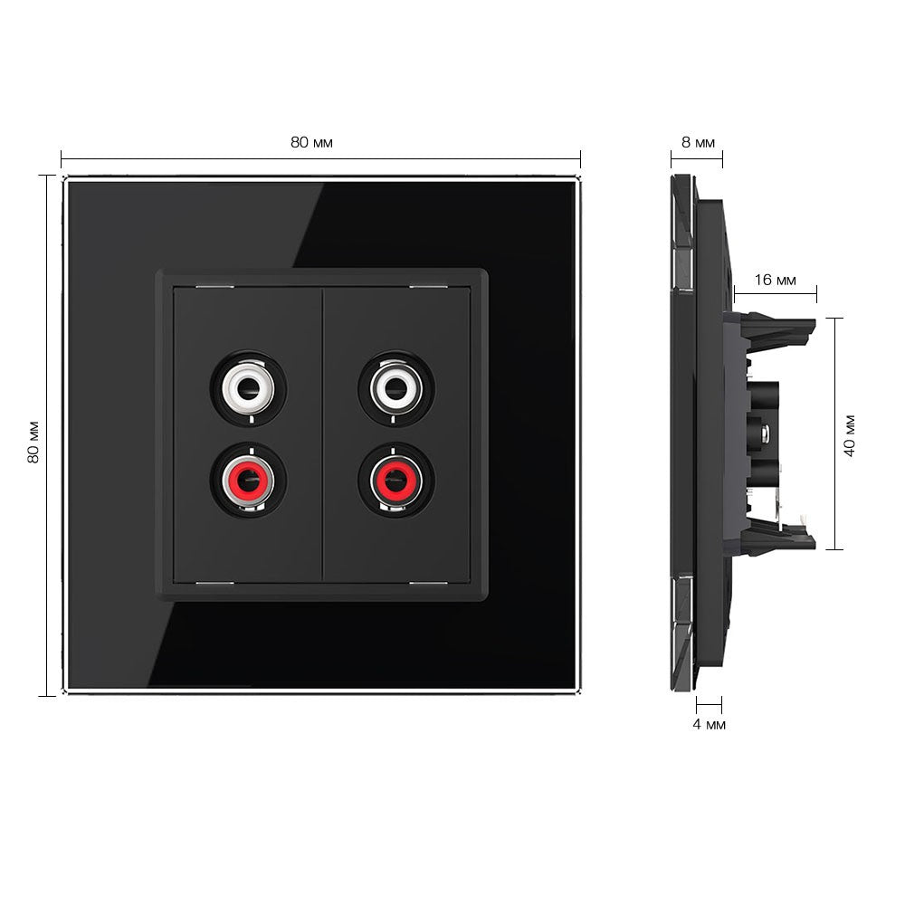 Livolo zweifaches, schwarzes Audio-Modul mit Glasrahmen