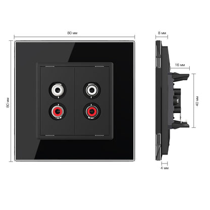 Livolo zweifaches, schwarzes Audio-Modul mit Glasrahmen