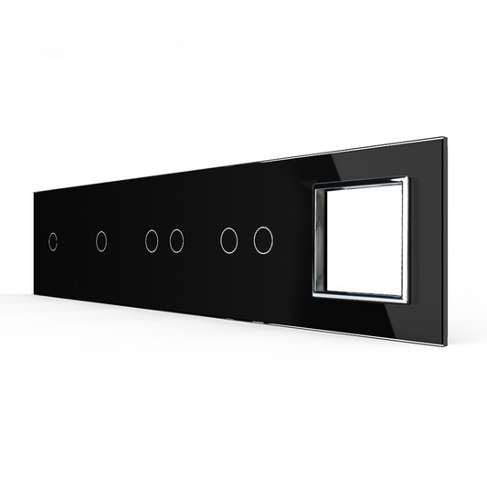 Schwarze Glasblende für 2 1-fache, 2 2-fache Touch-Schalter + Modul