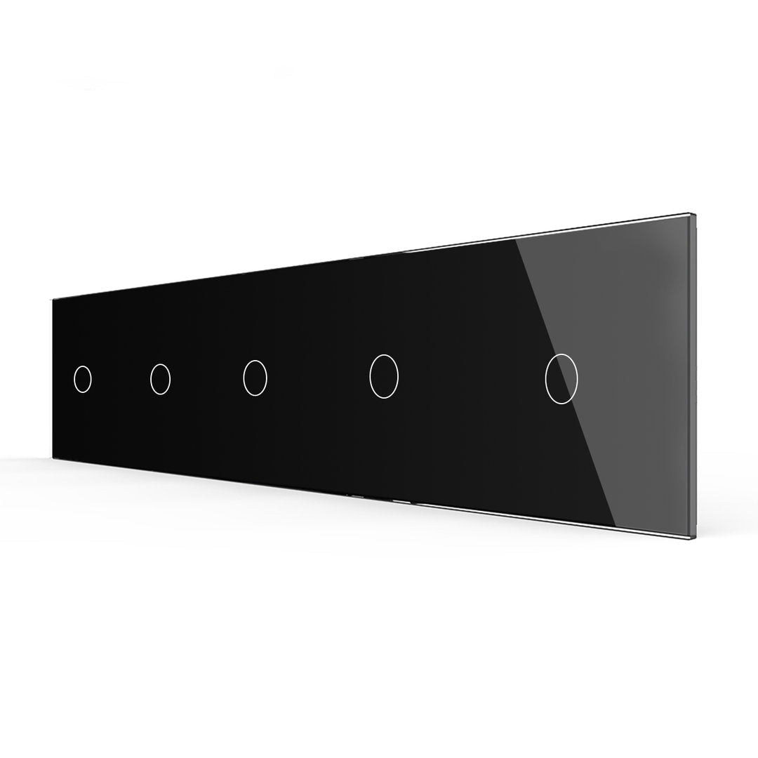 Fünffache, schwarze Glasblende für einfache Touch-Schalter