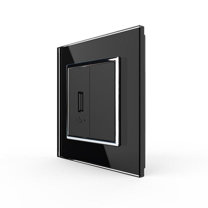 Livolo einfaches, schwarzes USB-Modul mit Glasrahmen
