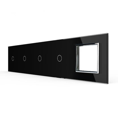 Fünffache, schwarze Glasblende für 4 einfache Touch-Schalter + Modul
