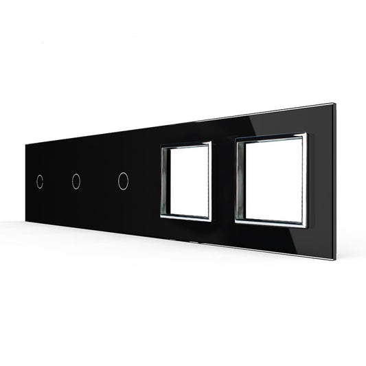 Fünffache, schwarze Glasblende für 3 1-fache Touch-Schalter + 2 Module