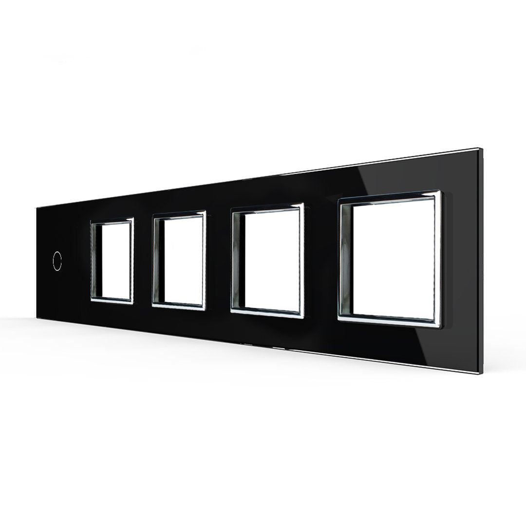 Fünffache, schwarze Glasblende für 1 Touch-Schalter + 4 Module