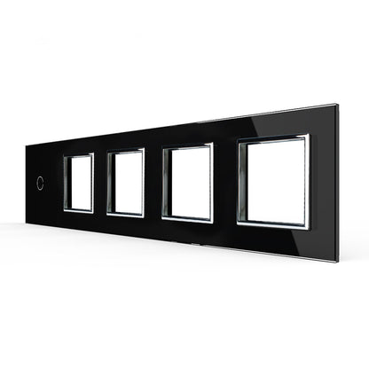Fünffache, schwarze Glasblende für 1 Touch-Schalter + 4 Module