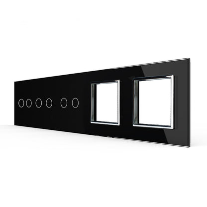 Fünffache, schwarze Glasblende für 3 2-fache Touch-Schalter + 2 Module