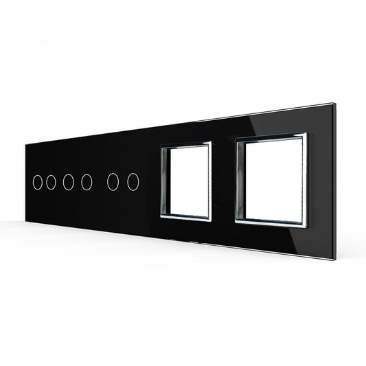 Fünffache, schwarze Glasblende für 3 2-fache Touch-Schalter + 2 Module