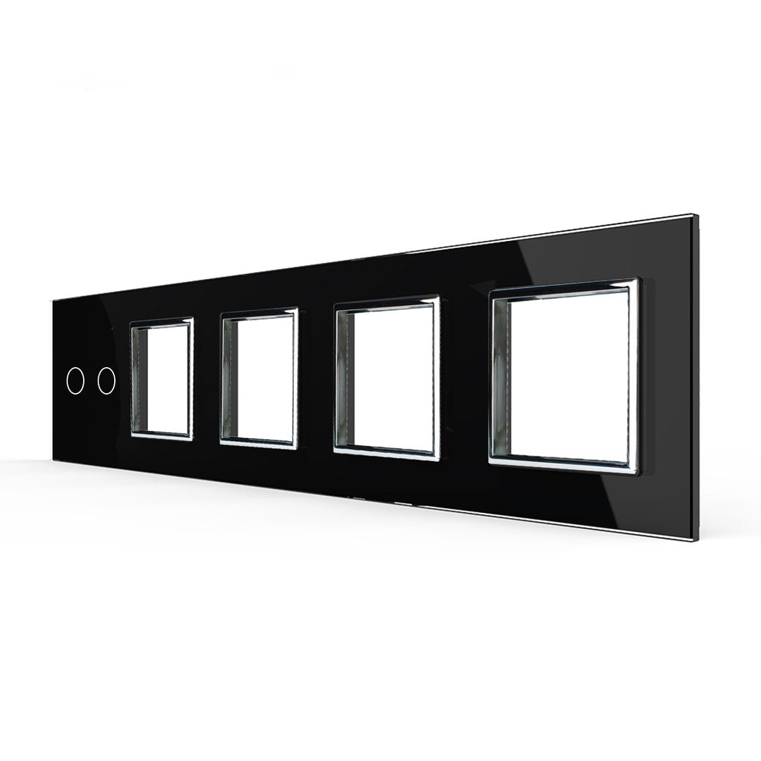 5-fache, schwarze Glasblende für 1 2-fachen Touch-Schalter + 4 Module