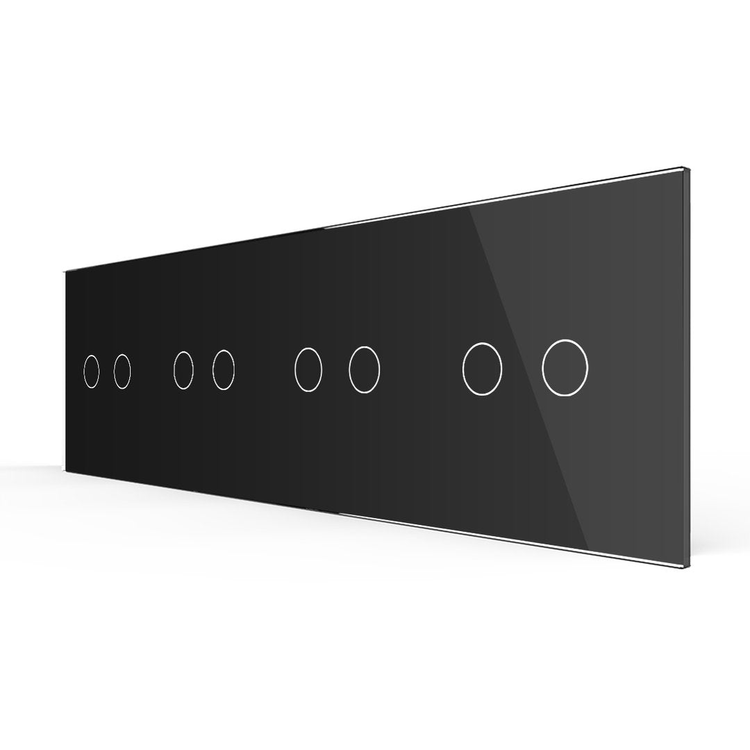 Vierfache, schwarze Glasblende für vier zweifache Touch-Schalter