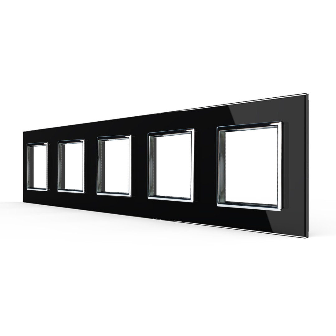 Fünffache, schwarze Glasblende für 5 Module