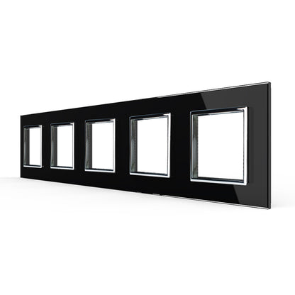 Fünffache, schwarze Glasblende für 5 Module