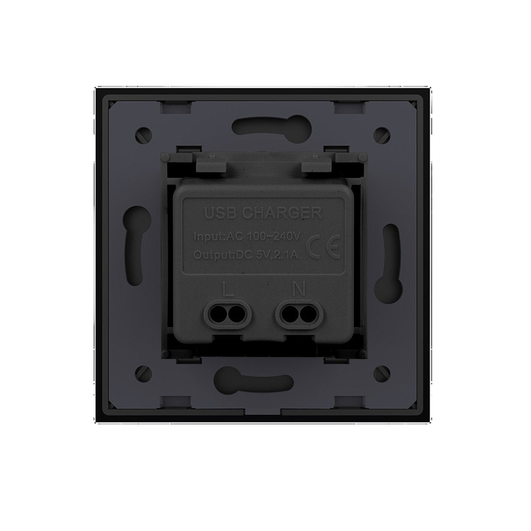 Ladestation USB-C&A mit schwarzer Glasblende