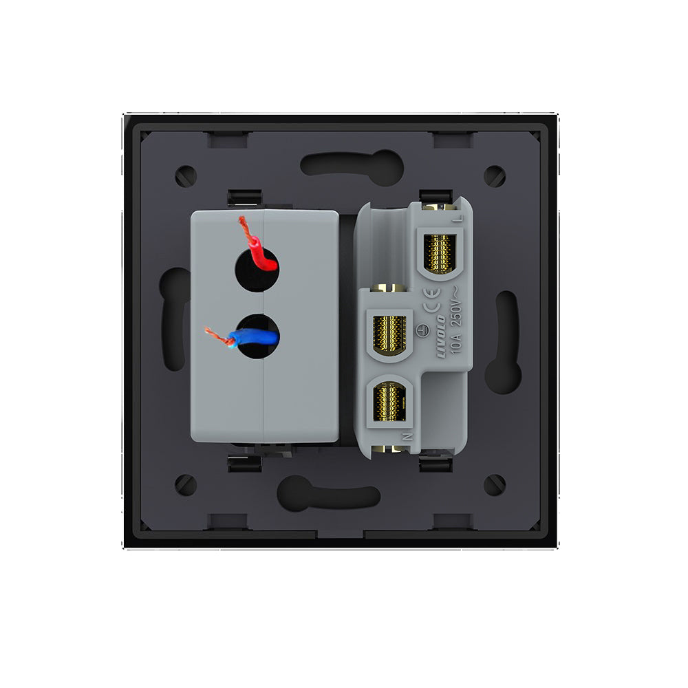 Livolo Schweizer Steckdose und USB Modul inkl. Glasrahmen