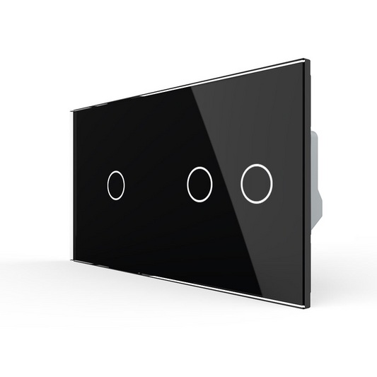 Livolo Kombination aus Lichtschalter + Rollladenschalter in schwarz