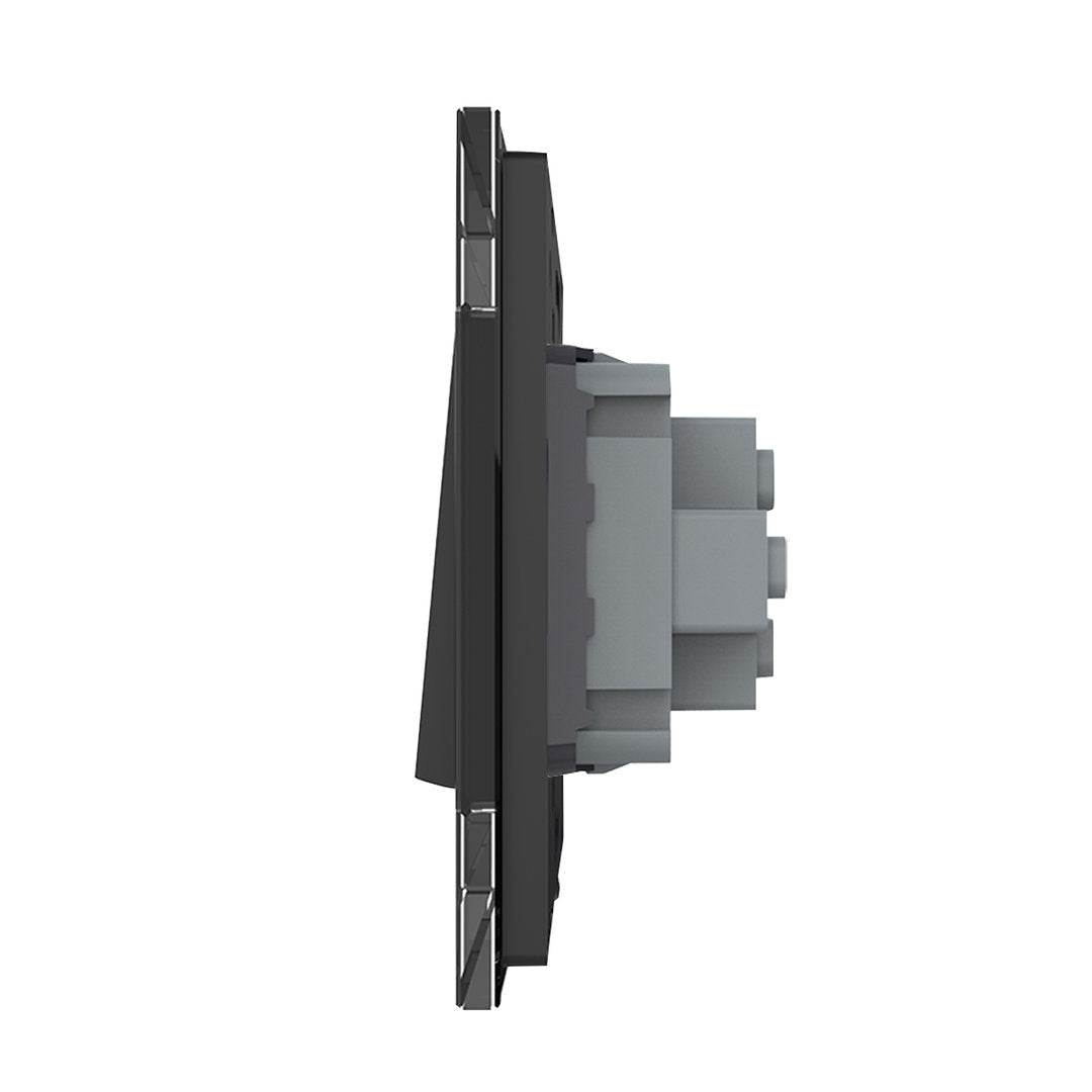 Einfacher Wipp-Licht- und Wechselschalter mit schwarzem Glasrahmen