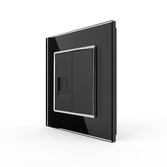 Livolo einfache Telefondose RJ11 in schwarz mit Glasrahmen