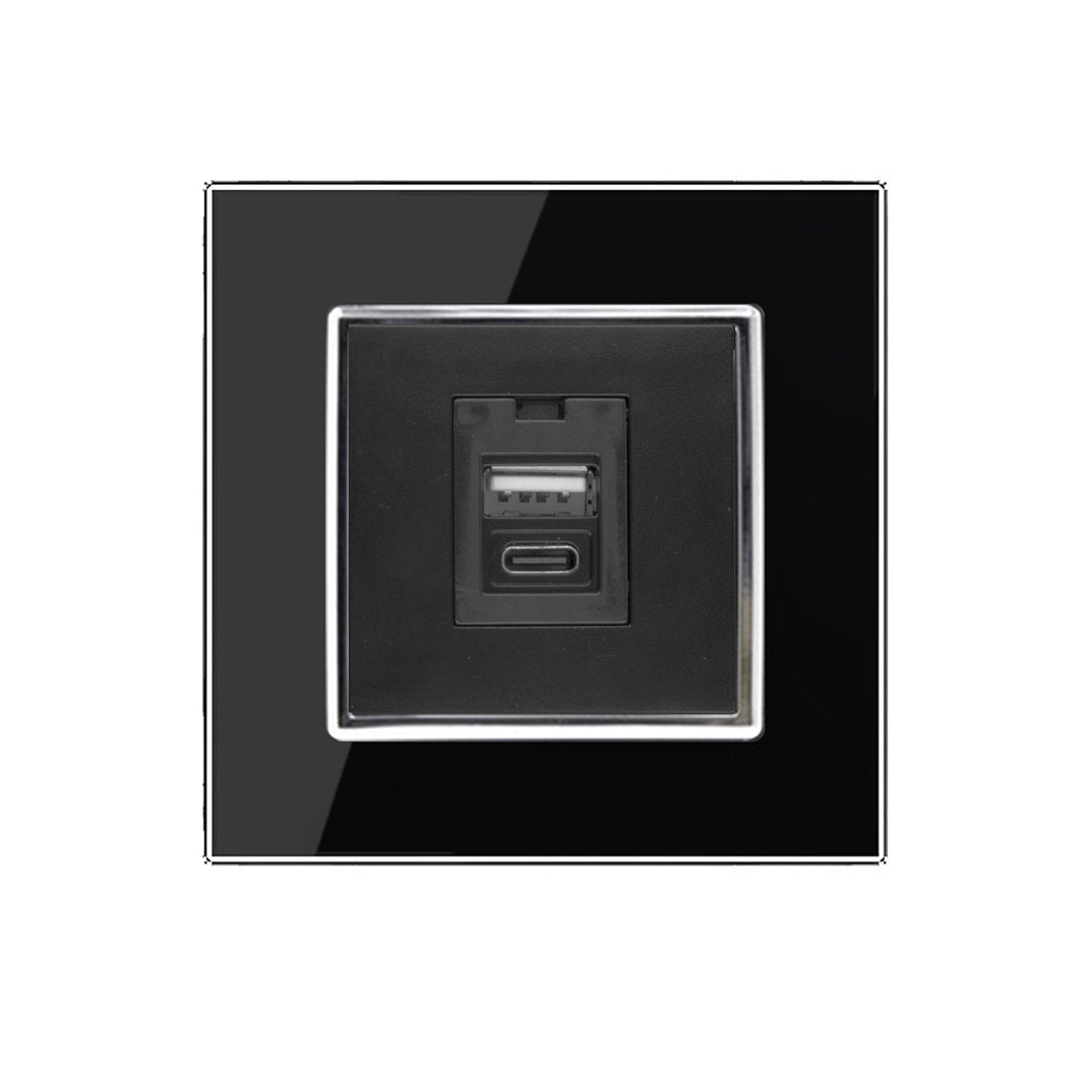 Ladestation USB-C&A mit schwarzer Glasblende