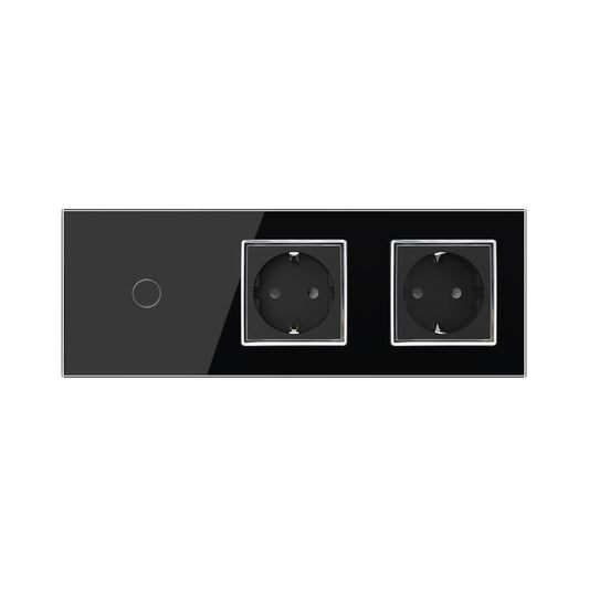 Livolo Kombination aus Dimmer und zwei Steckdosen in schwarz