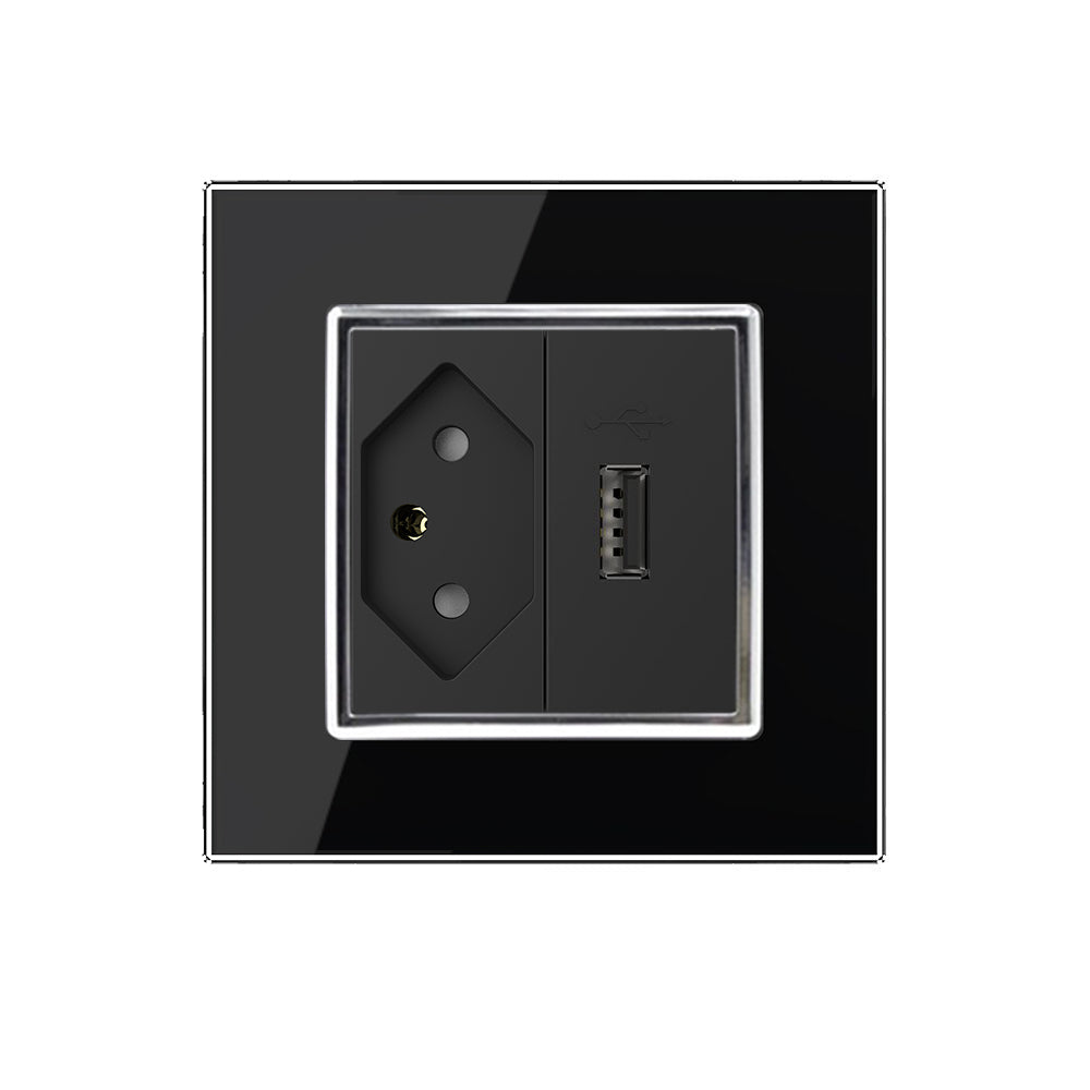 Livolo Schweizer Steckdose und USB Modul inkl. Glasrahmen