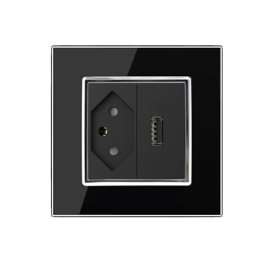 Livolo Schweizer Steckdose und USB Modul inkl. Glasrahmen