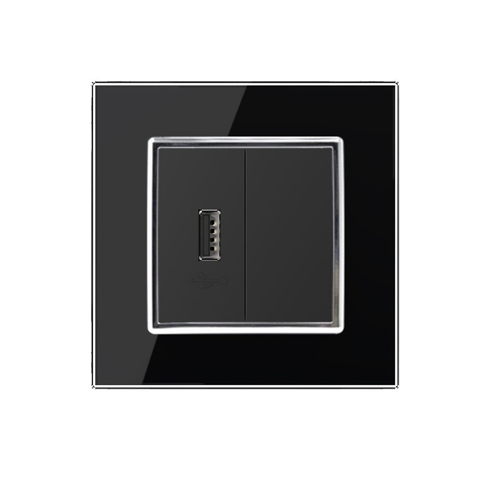 Livolo einfaches, schwarzes USB-Modul mit Glasrahmen