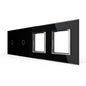 Vierfache, schwarze Glasblende für zwei Touch-Schalter + zwei Module