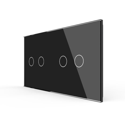Zweifache, schwarze Glasblende für zweifache Touch-Schalter