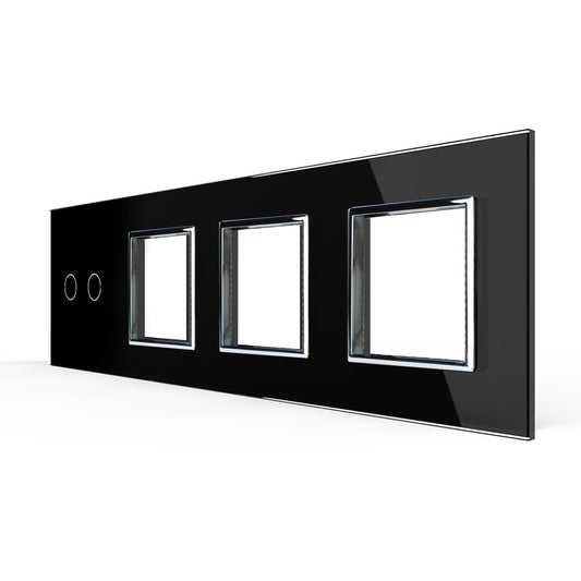 Schwarze Glasblende für 1 2-fachen Touch-Schalter + 3 Module