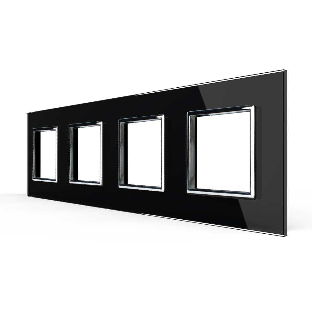 Vierfacher, schwarzer Glasrahmen für vier Module