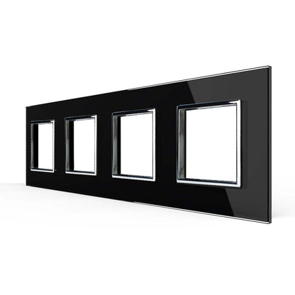 Vierfacher, schwarzer Glasrahmen für vier Module