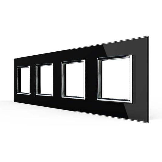 Vierfacher, schwarzer Glasrahmen für vier Module