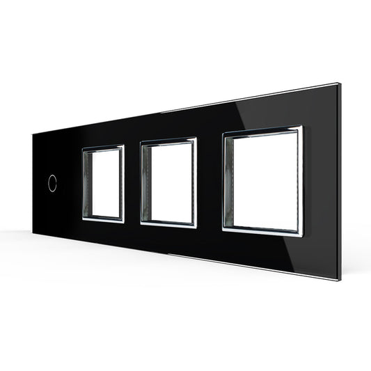 Vierfache, schwarze Glasblende für einen Touch-Schalter + drei Module