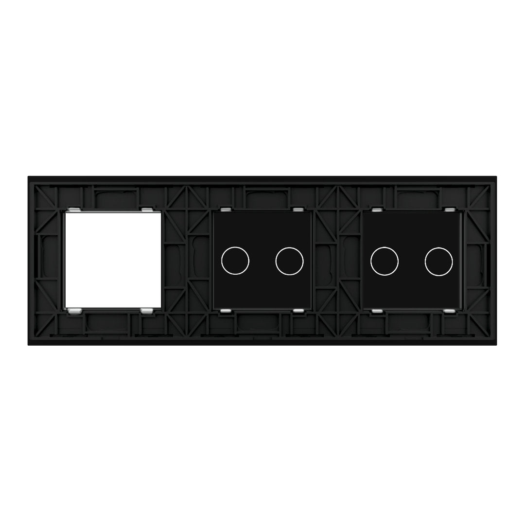 Dreifache, schwarze Glasblende für zweifache Touch-Schalter + Modul