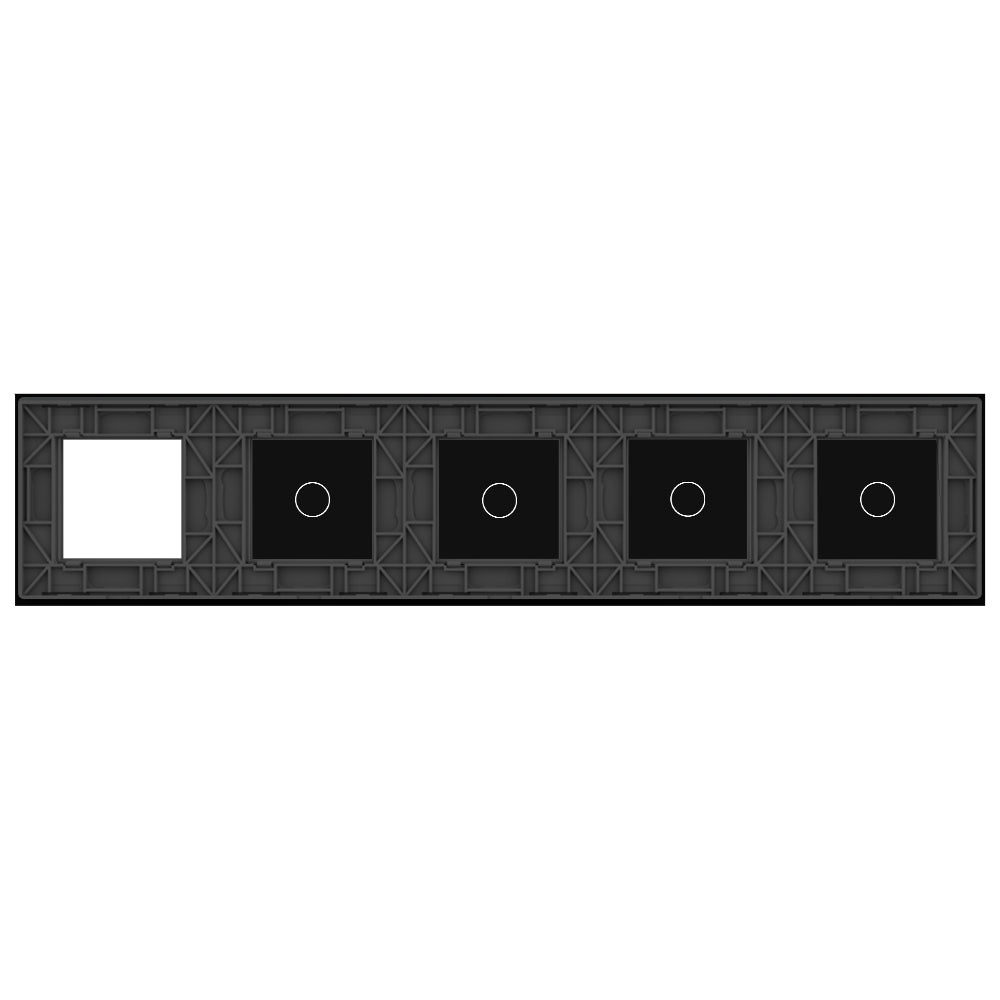 Fünffache, schwarze Glasblende für 4 einfache Touch-Schalter + Modul