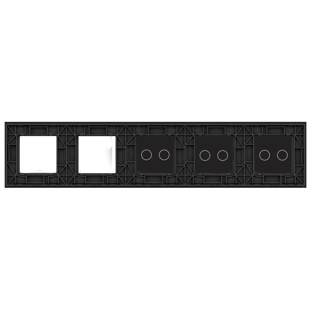 Fünffache, schwarze Glasblende für 3 2-fache Touch-Schalter + 2 Module