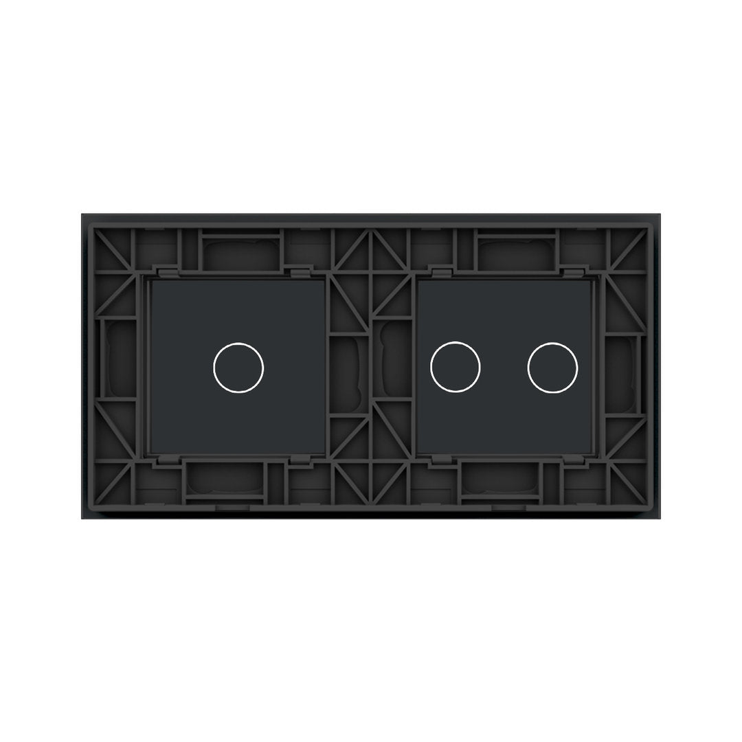 Zweifache, schwarze Glasblende für ein- + zweifachen Touch-Schalter