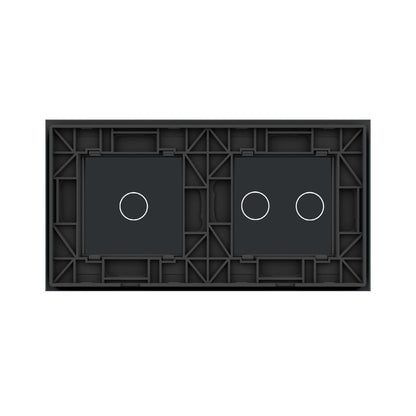 Zweifache, schwarze Glasblende für ein- + zweifachen Touch-Schalter