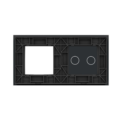 Schwarze Glasblende für einen 2-fachen Touch-Schalter + Modul