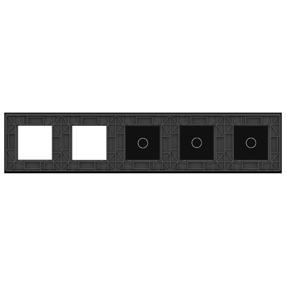 Fünffache, schwarze Glasblende für 3 1-fache Touch-Schalter + 2 Module